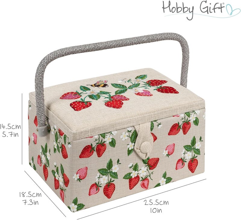 Hobby Gift صندوق تخزين متوسط للحرف والهوايات، صينية ملحقات، وسادة دبابيس، جيوب، 10 x 7.3 x 5.7" - فراولة - Image 5